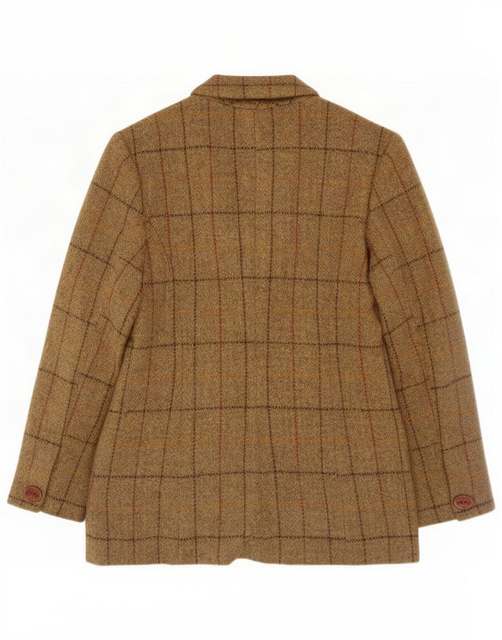 Harris Tweed Ženska jakna s 3 gumba UK 12 Srednje smeđa karirana vuna