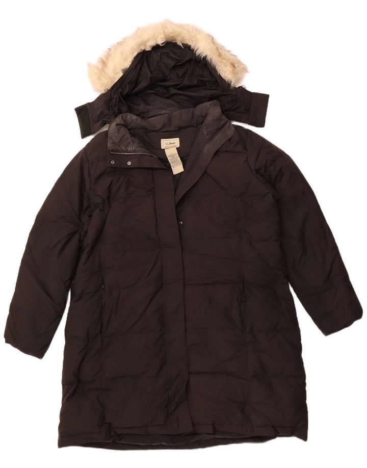 L.L.BEAN ženski preveliki podstavljeni kaput s kapuljačom UK 18 XL crni poliester