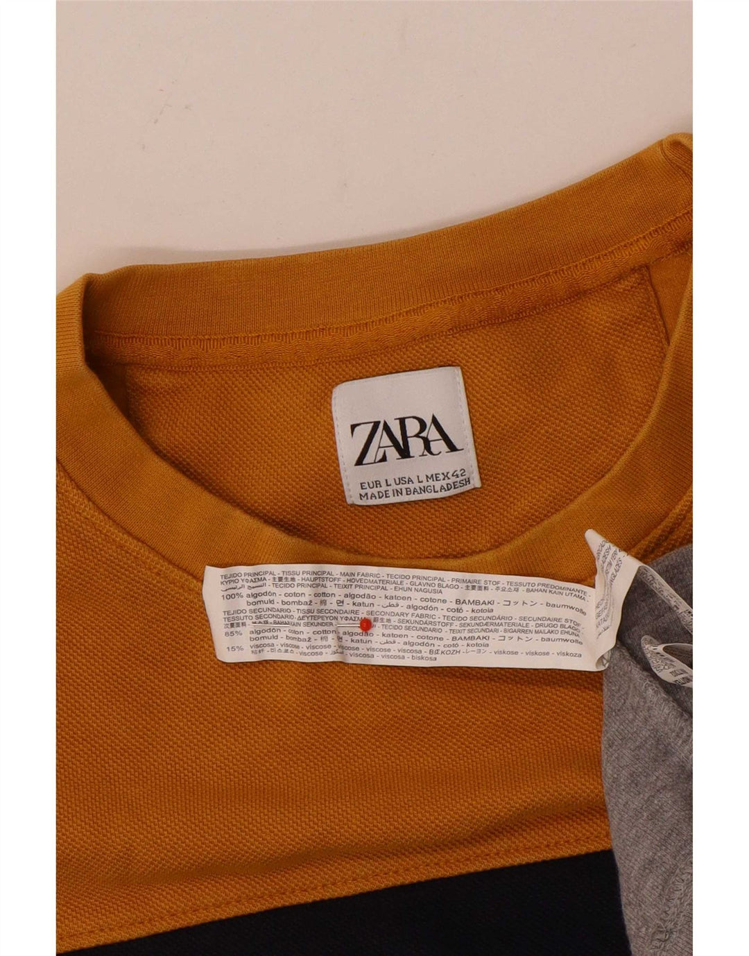 Zara muški džemper veliki žuti pamuk u blokovima boja
