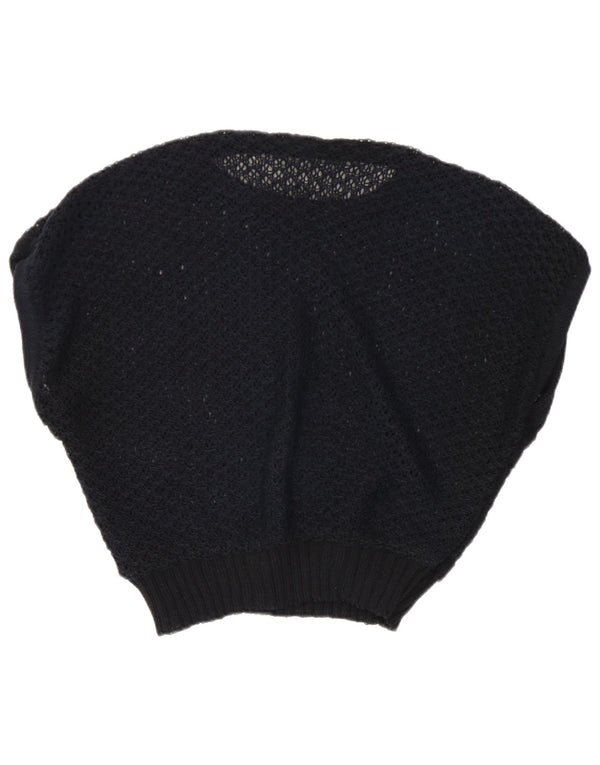 Vintage Womens Crochet Vest Tank Top UK 14 Medium Black