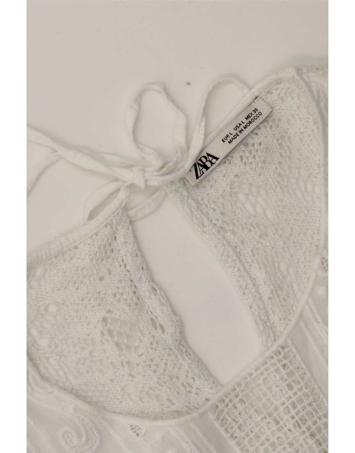Zara ženski gornji dio kratke čipkaste bluze UK 16 Large White