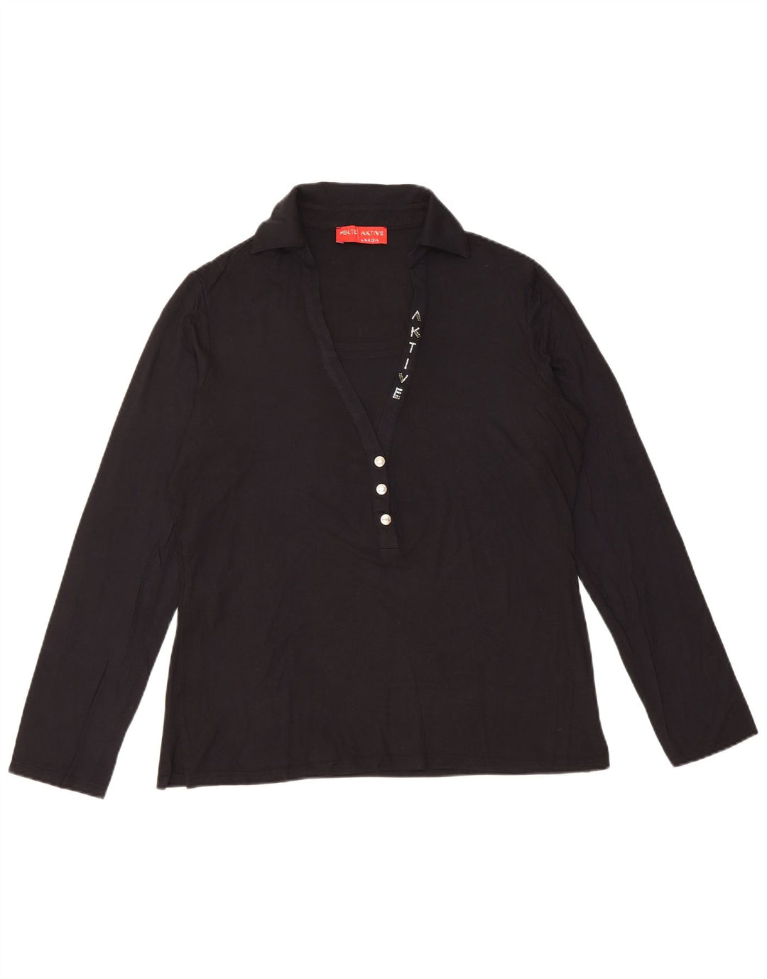 PERTE BY KRIZIA Ženska polo majica dugih rukava UK 14 Srednje crna viskoza