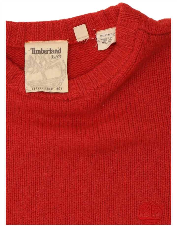 Veliki crveni vuneni muški pulover s okruglim izrezom Timberland