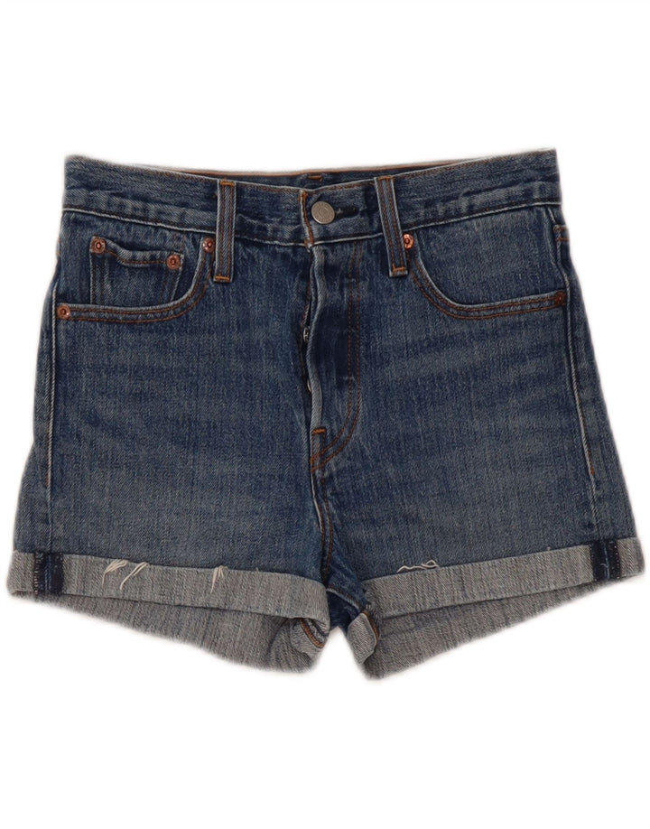 Levi's ženske traper kratke hlače W26 male plave boje pamuka