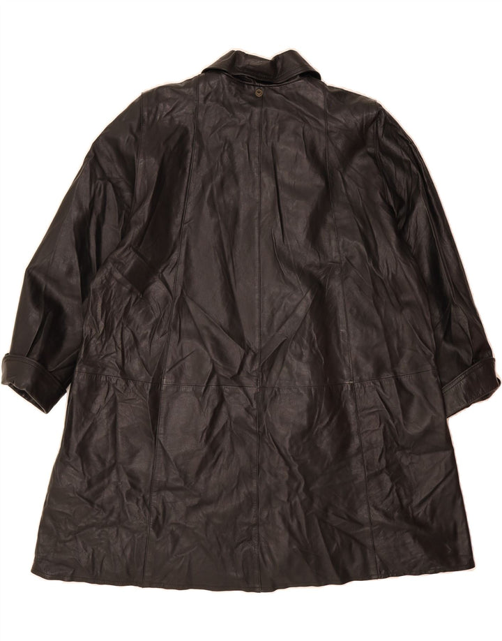 VINTAGE Womens Leather Coat UK 14 Medium Black Leather Vintage Vintage and Second-Hand Vintage from Messina Hembry 