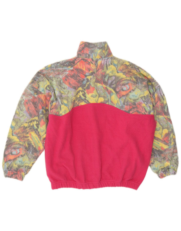 Vintage ženski džemper od flisa s apstraktnim uzorkom UK 20 2XL Pink Colourblock