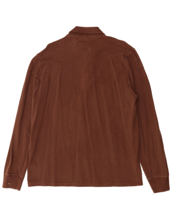 Woolrich muška polo majica dugih rukava 2XL smeđi pamuk