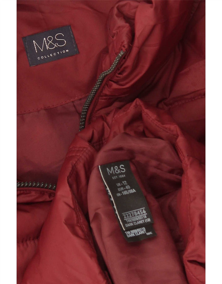Marks & Spencer ženska podstavljena jakna s kapuljačom UK 12 Medium Bordo poliester