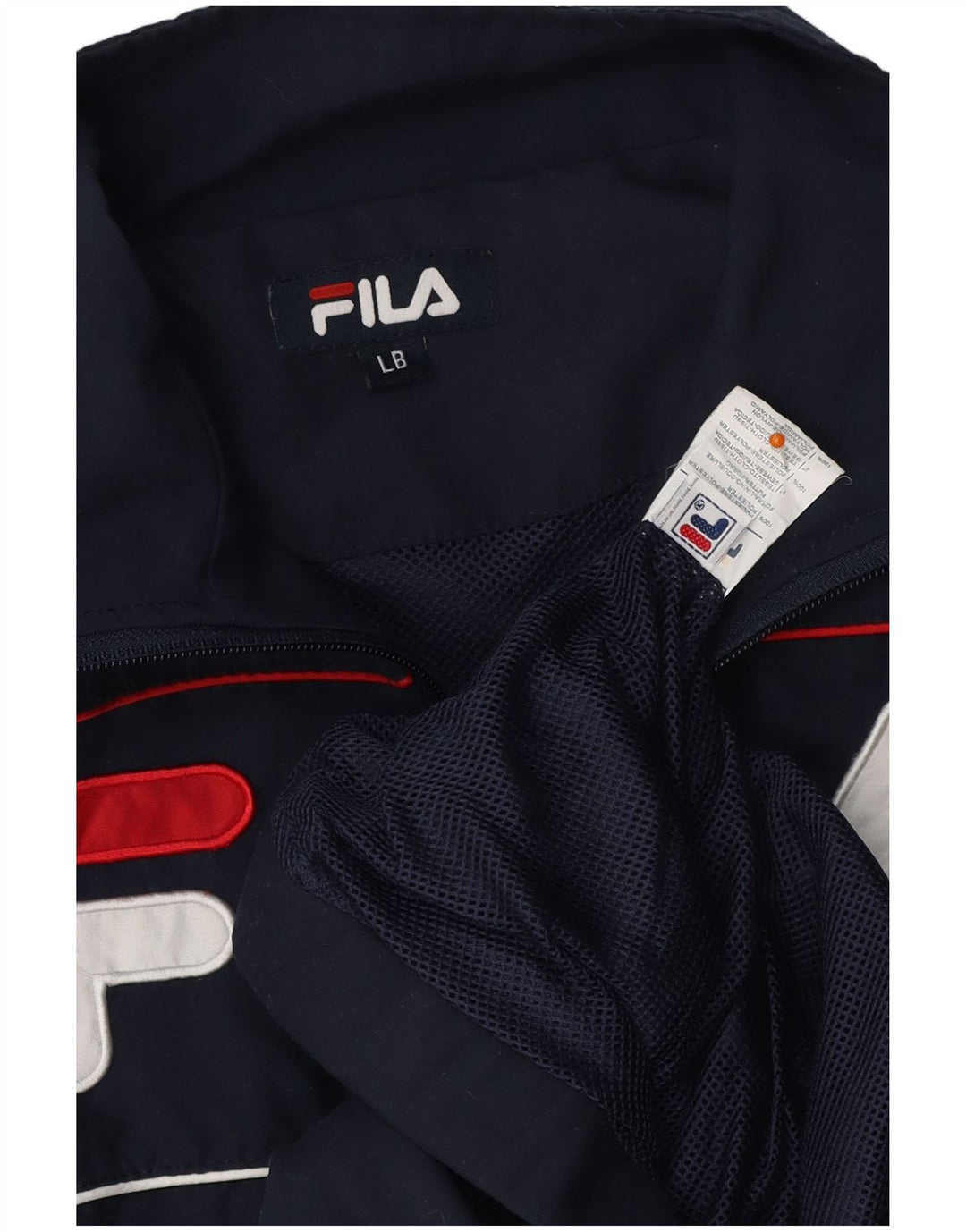 FILA Boys Tracksuit Top Jacket 13-14 Years Large Navy Blue Colourblock