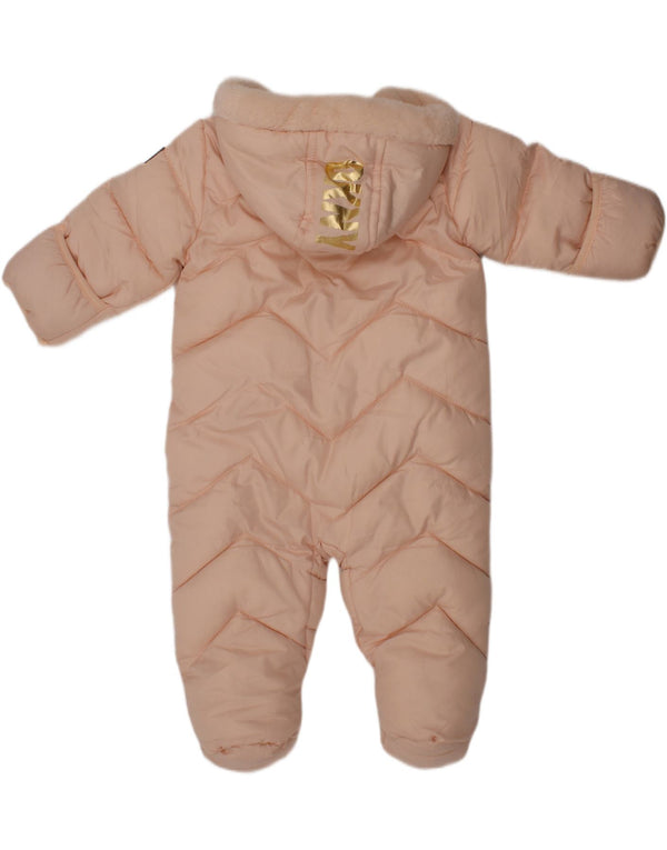 DKNY Baby Girls Hooded Padded Jumpsuit 6-9 Months  Pink Polyester Winter