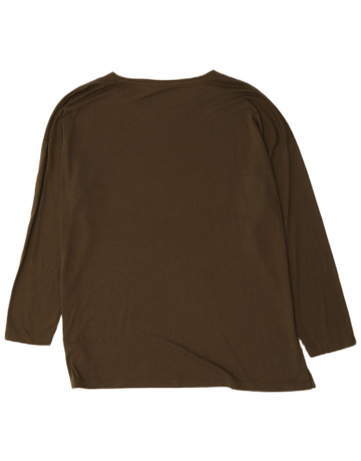 Marks & Spencer ženska prevelika majica dugih rukava s grafikom UK 18 XL Kaki