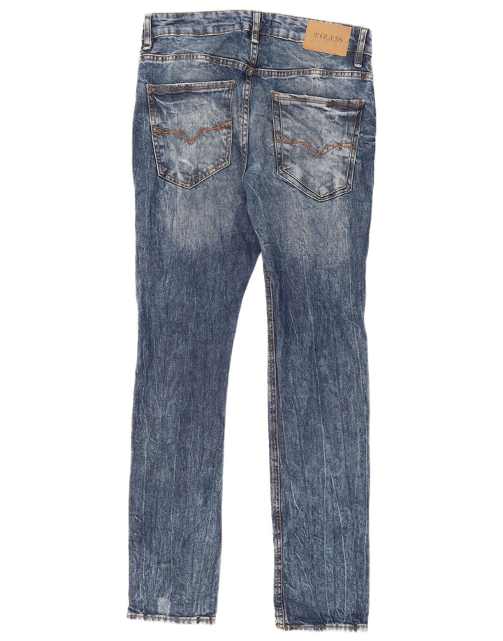 Muške uske traperice Guess Distressed W31 L31 plavi pamuk