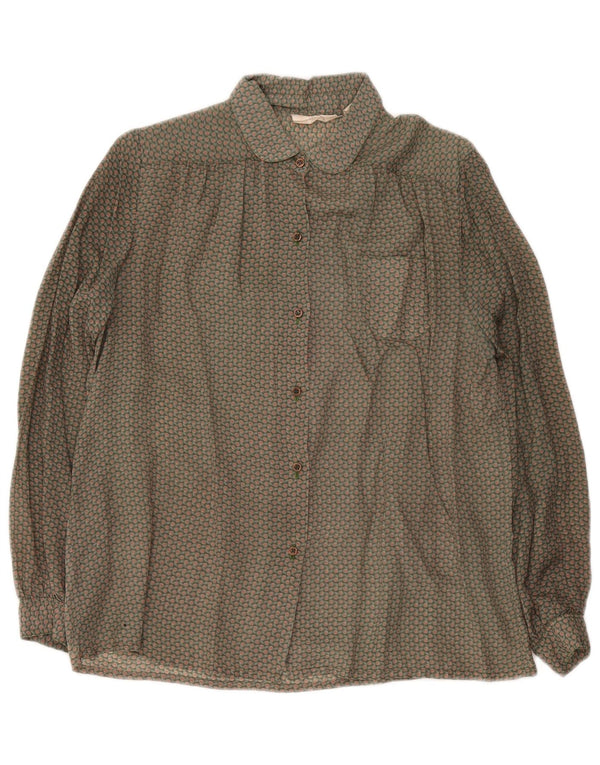 Vintage ženska košulja bluza EU 42 velika zelena cvjetna acetat retro