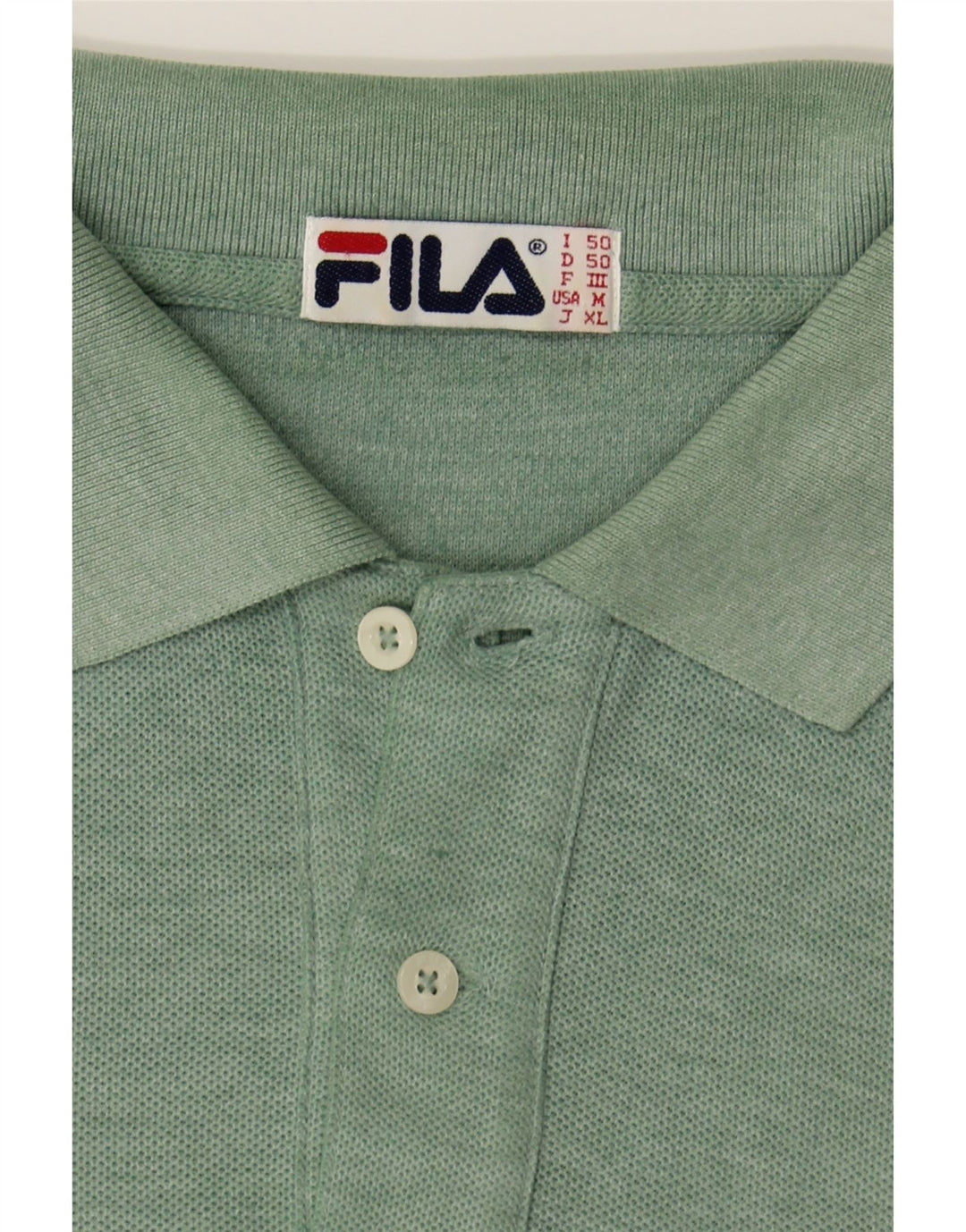 FILA Mens Polo Shirt IT 50 Medium Green Cotton Vintage Fila and Second-Hand Fila from Messina Hembry 