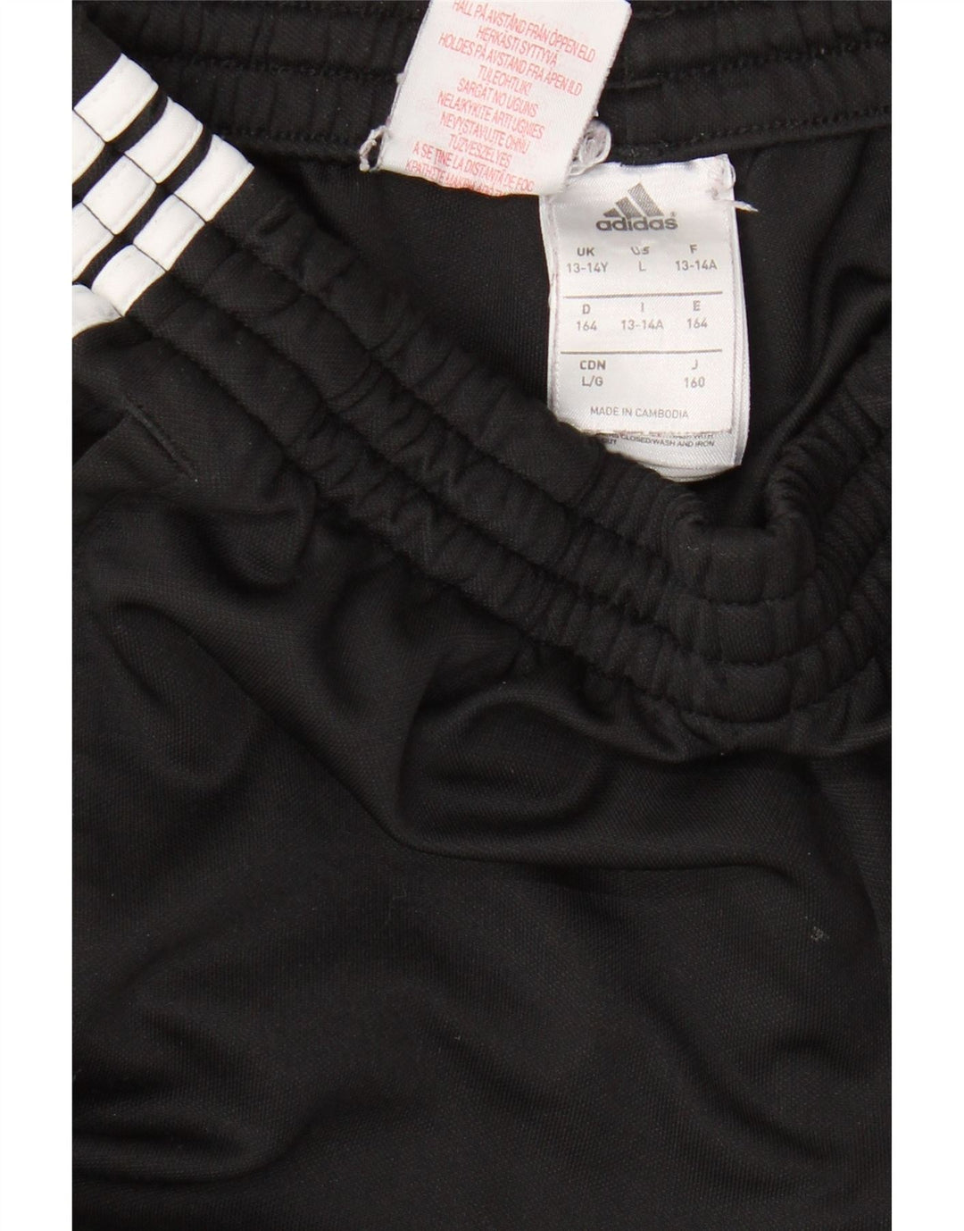 ADIDAS Boys Tracksuit Trousers 13-14 Years Black Polyester Vintage Adidas and Second-Hand Adidas from Messina Hembry 