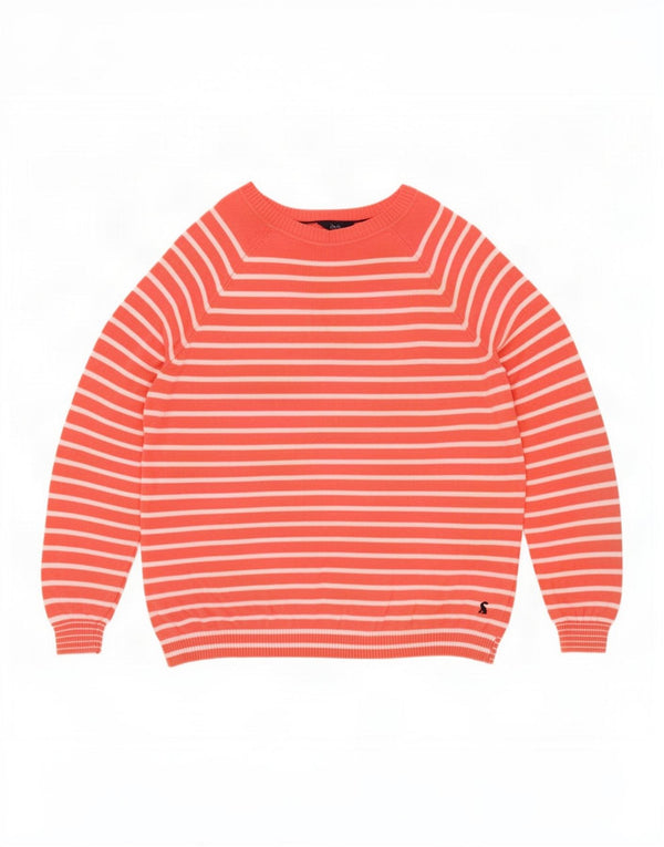 Joules ženski džemper s morskim izrezom UK 18 XL Ružičasto prugasto platno