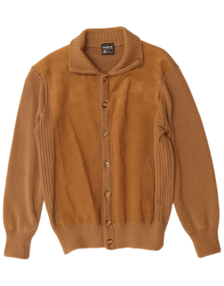 VINTAGE muški kardigan pulover IT 54 XL smeđa vuna