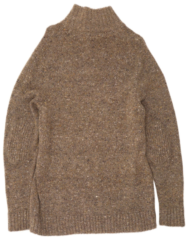 Crew Clothing Ženski džemper s izrezom s patentnim zatvaračem UK 16 Veliki kaki s pjegama