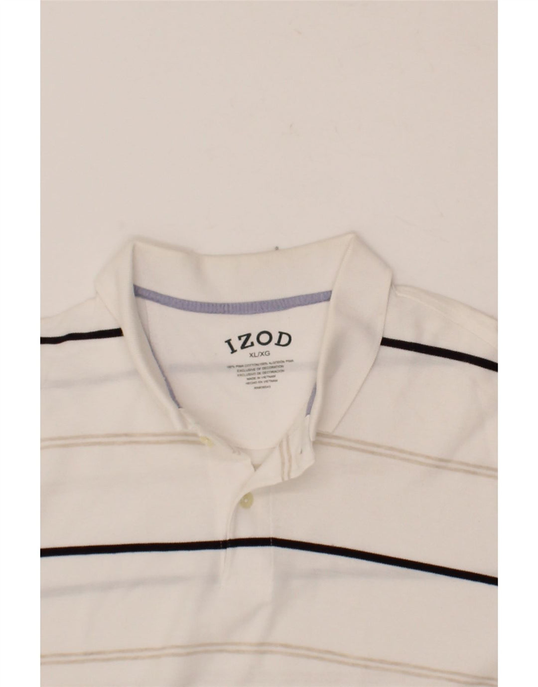 IZOD Mens Polo Shirt XL White Striped Cotton Vintage Izod and Second-Hand Izod from Messina Hembry 