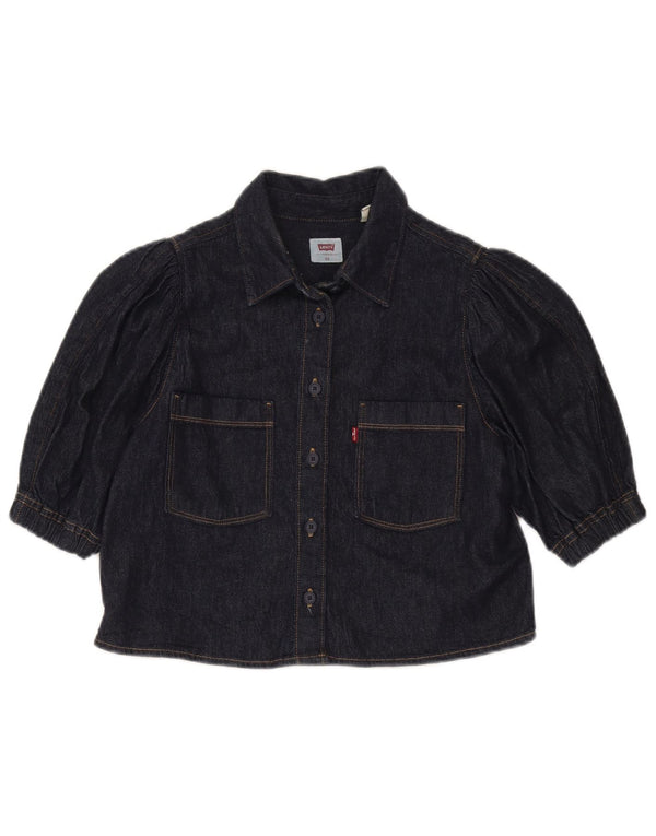 Levi's ženska kratkih traper košulja kratkih rukava opuštenog kroja UK 6 XS tamnoplava