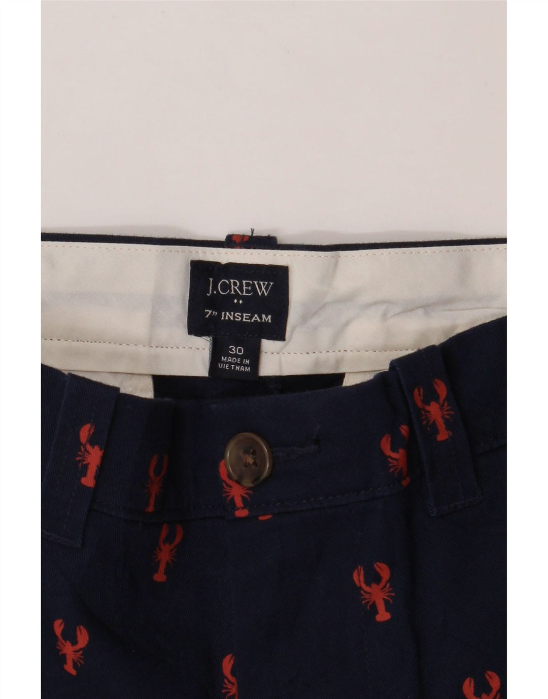 J. CREW Mens Chino Shorts W30 Medium Navy Blue Spotted Cotton Vintage J. Crew and Second-Hand J. Crew from Messina Hembry 
