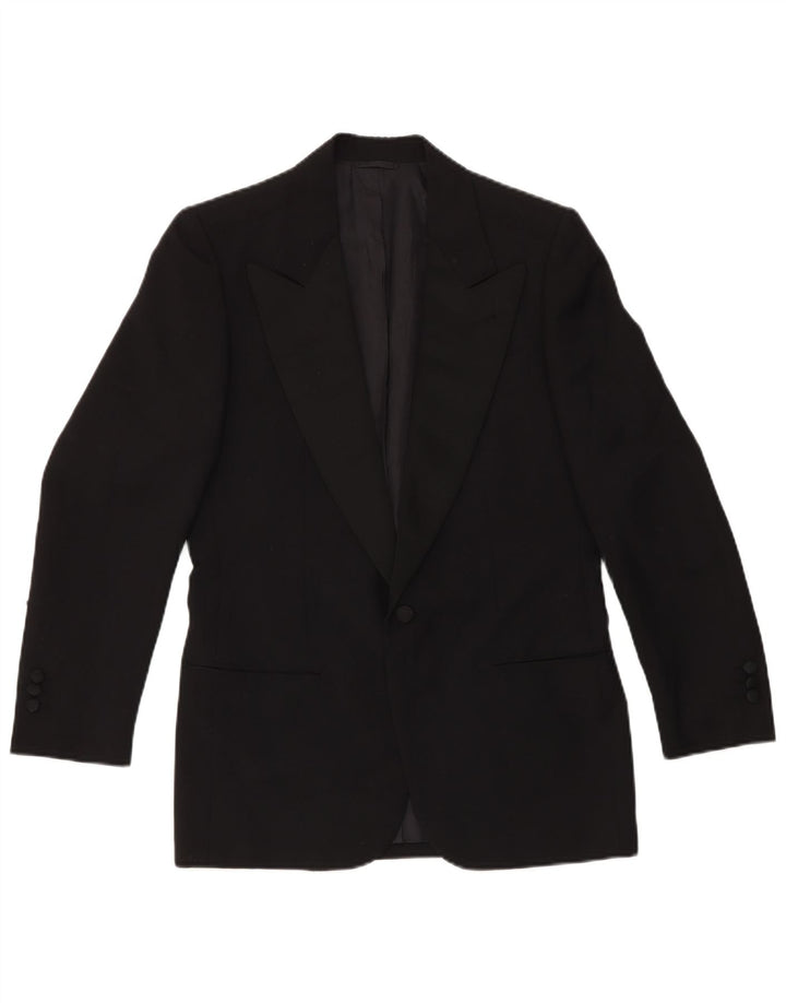 VINTAGE muški 2-dijelni set od 1 gumba IT 46 mali W29 L29 crna vuna