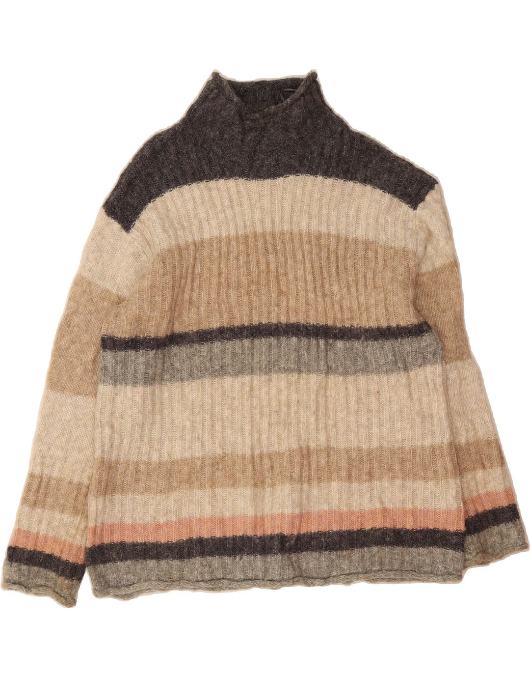 MARKS & SPENCER Womens Turtle Neck Jumper Sweater UK 14 Medium Beige Vintage Marks & Spencer and Second-Hand Marks & Spencer from Messina Hembry 