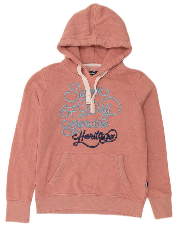 Superdry ženska majica s kapuljačom s kapuljačom s kapuljačom UK 12 Srednje ružičasti flekasti pamuk
