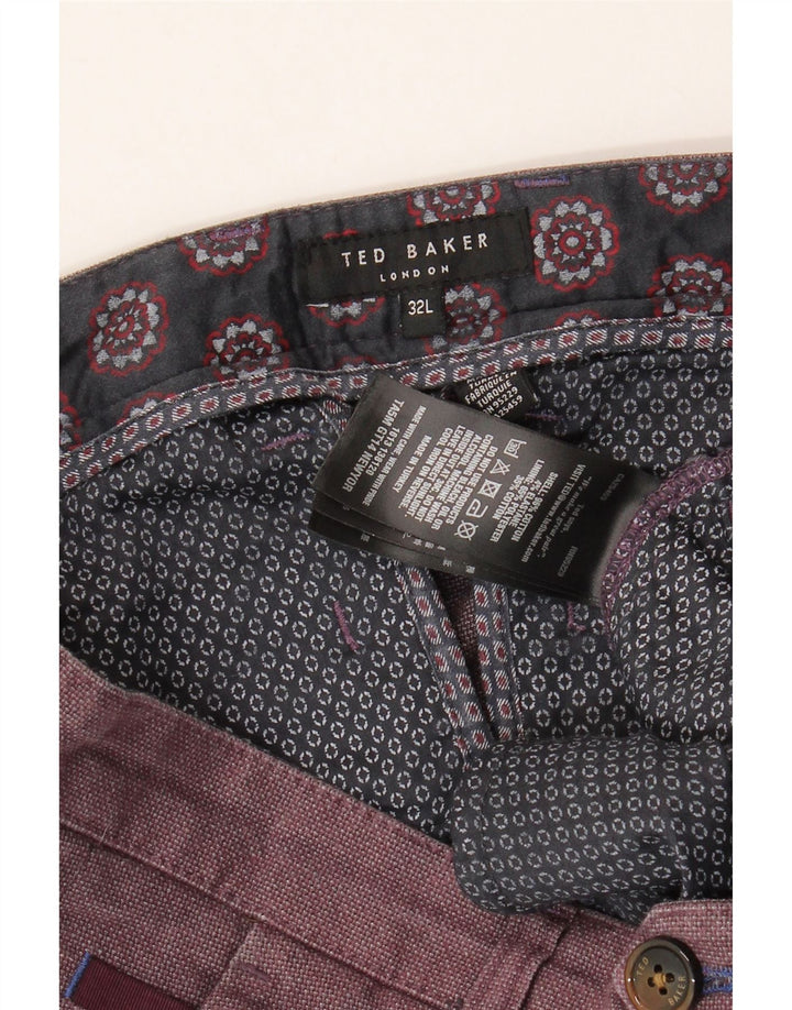 Ted Baker Muške uske hlače odijela W32 L32 Kestenjasti pamuk