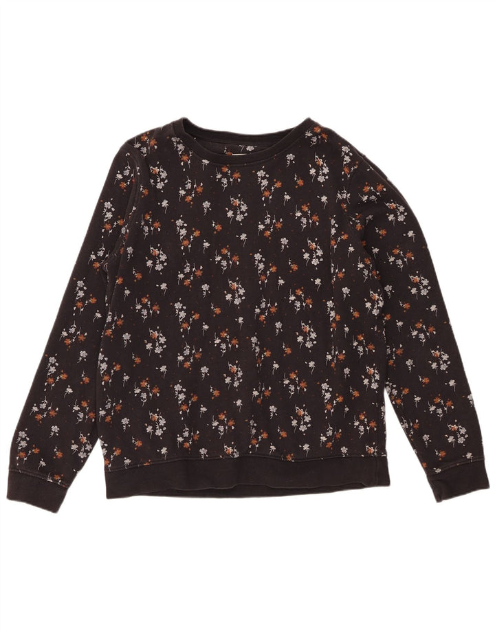 FAT FACE Ženska majica s kratkim rukavima UK 14 Srednje crni cvjetni pamuk