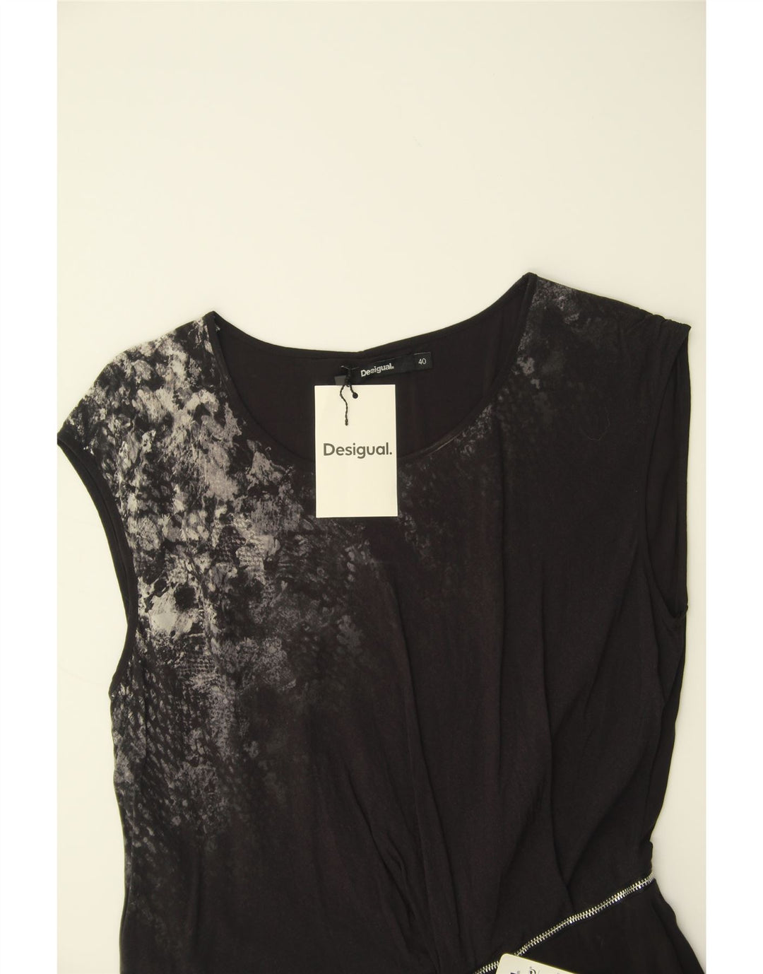 DESIGUAL Womens Graphic Sleeveless Sheath Dress EU 40 Medium Black Vintage Desigual and Second-Hand Desigual from Messina Hembry 