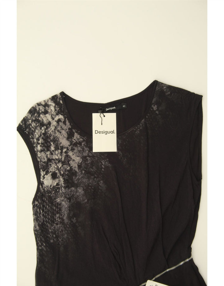 DESIGUAL Womens Graphic Sleeveless Sheath Dress EU 40 Medium Black Vintage Desigual and Second-Hand Desigual from Messina Hembry 