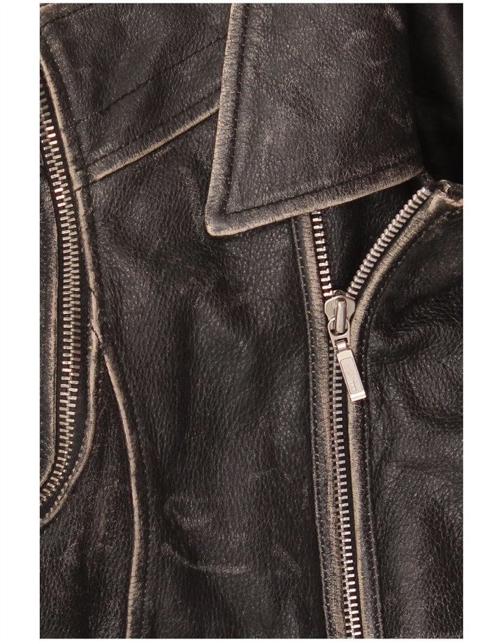 Yuppie ženska kratka kožna biciklistička jakna EU 38 srednje crna koža