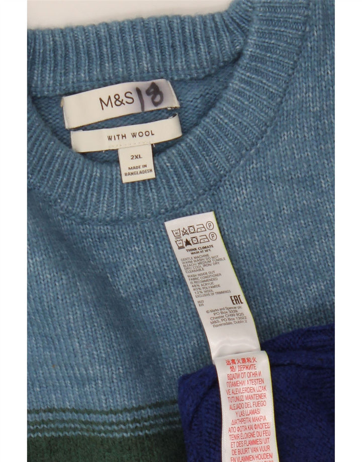Marks & Spencer muški džemper s okruglim izrezom 2XL na višebojne pruge