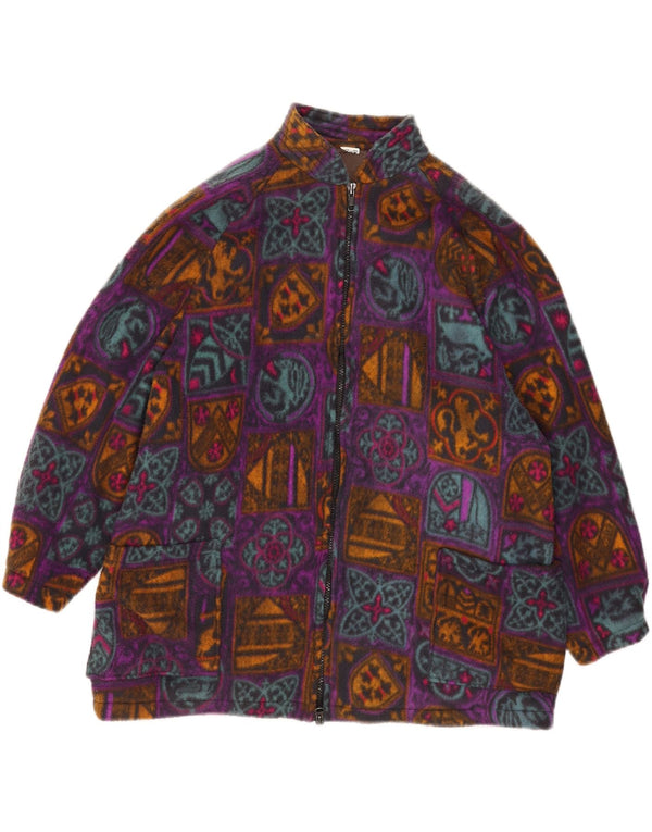 Vintage ženska prevelika jakna od flisa UK 18 XL Višebojni geometrijski