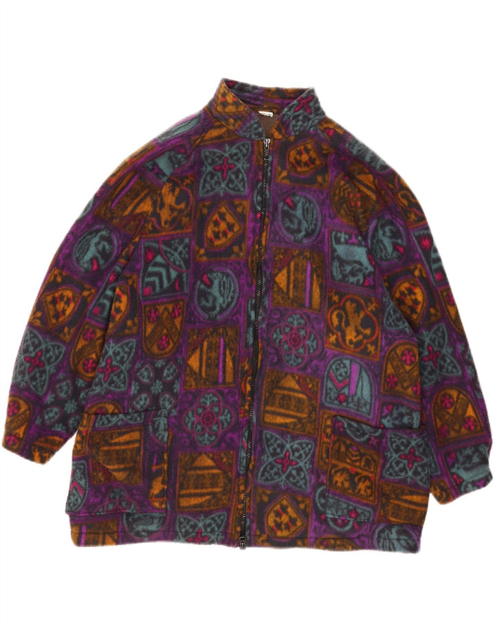 Vintage ženska prevelika jakna od flisa UK 18 XL Višebojni geometrijski