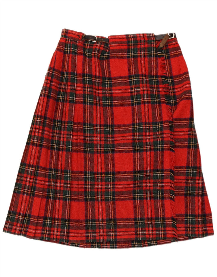 Clan Laird ženska suknja na omot W30 srednje crvene karirane vune