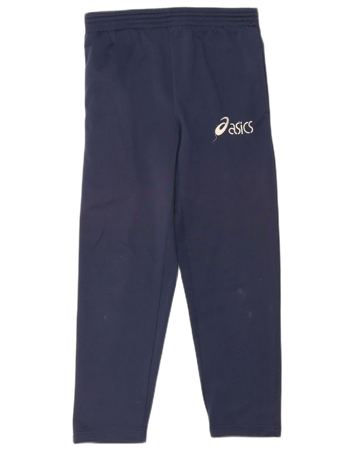 Hlače od trenirke Asics za dječake 9-10 godina tamnoplave poliesterske