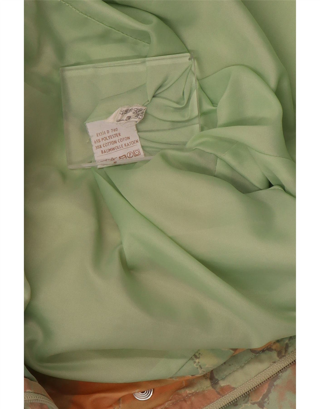 Vintage ženski prekomjerni kaput s apstraktnim uzorkom UK 18 XL, zeleni poliester