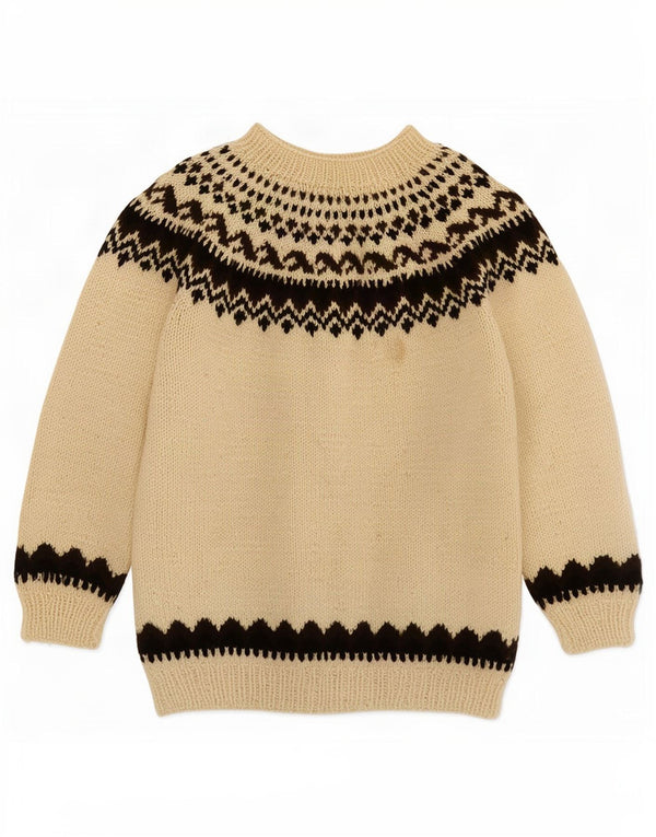 Vintage ženski džemper s brodskim izrezom UK 16 Large Beige Fair Isle