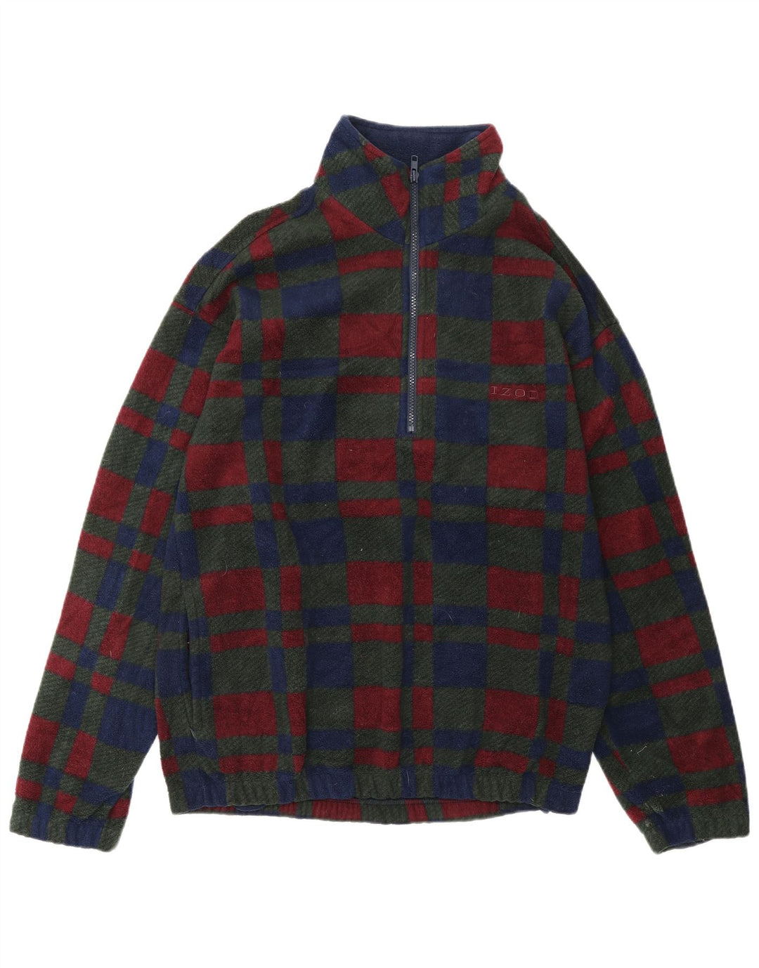 IZOD Muški džemper od flisa s patentnim izrezom Mali raznobojni karirani poliester