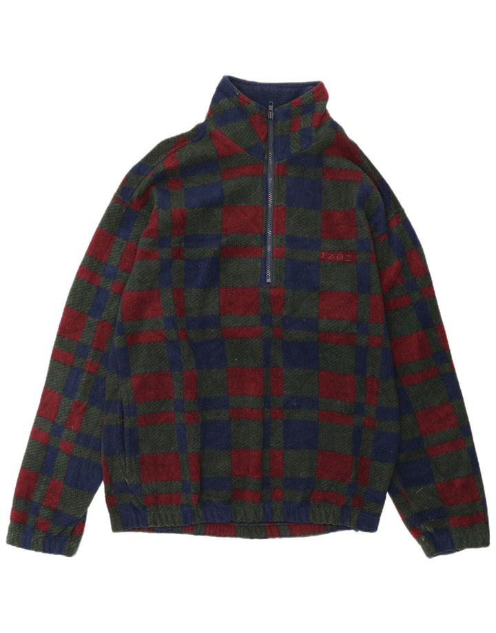 IZOD Muški džemper od flisa s patentnim izrezom Mali raznobojni karirani poliester