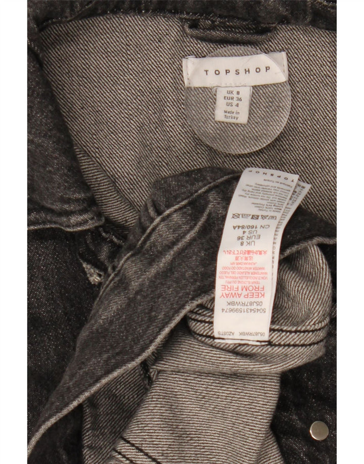 TOPSHOP Ženska prevelika traper jakna UK 8 Mala crna pamučna