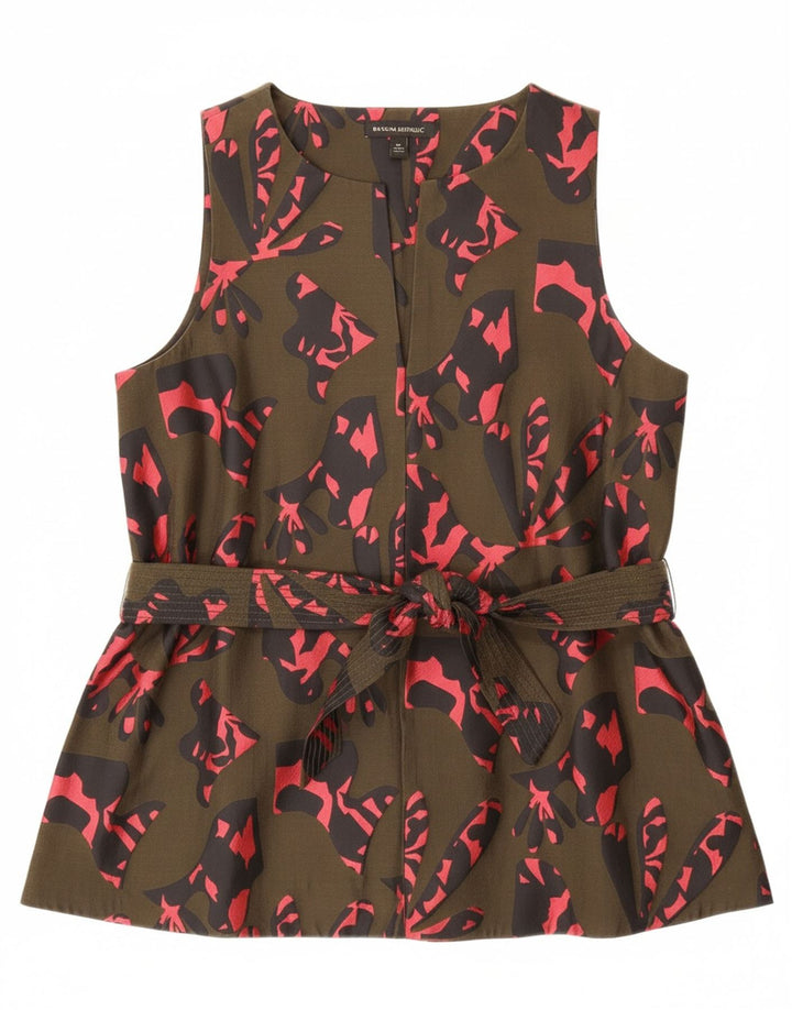 BANANA REPUBLIC Ženski gornji dio bluze s apstraktnim uzorkom UK 14 Srednji kaki