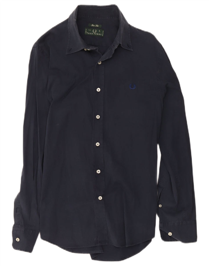 Fred Perry muška uska košulja, veliki tamnoplavi pamuk