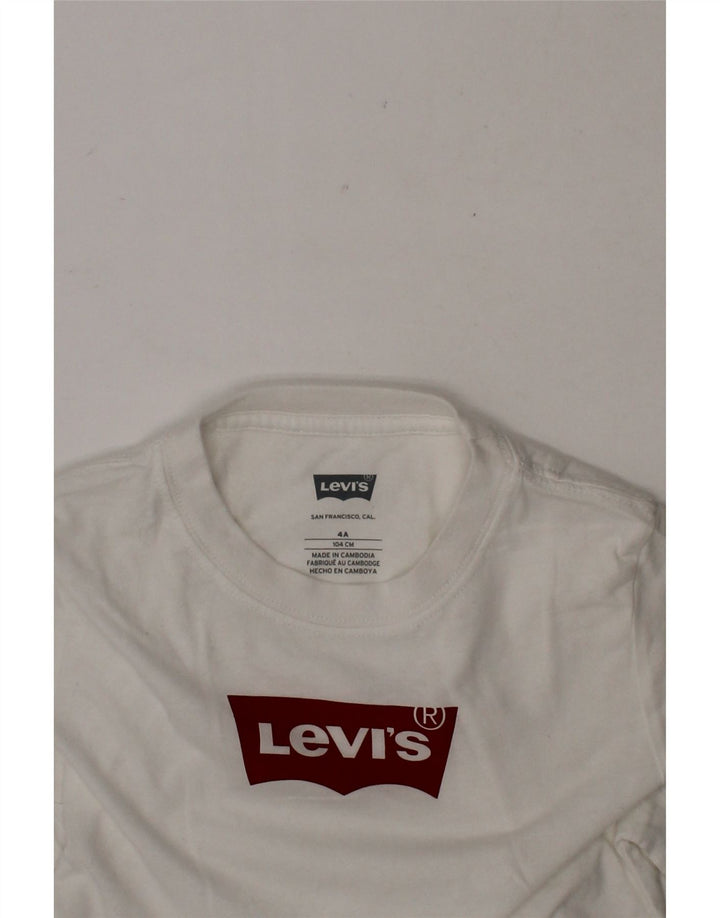 LEVI'S Boys Graphic T-Shirt Top 3-4 Years White Cotton Vintage Levi's and Second-Hand Levi's from Messina Hembry 