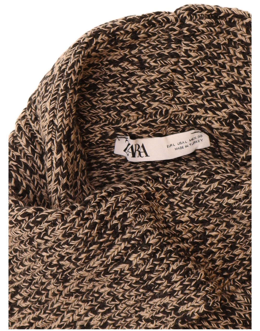 ZARA ženski džemper s kornjačevim ovratnikom UK 16 Veliki bež flekasti akril