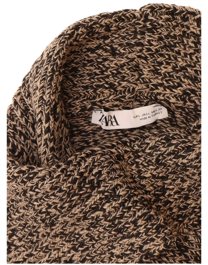 ZARA ženski džemper s kornjačevim ovratnikom UK 16 Veliki bež flekasti akril