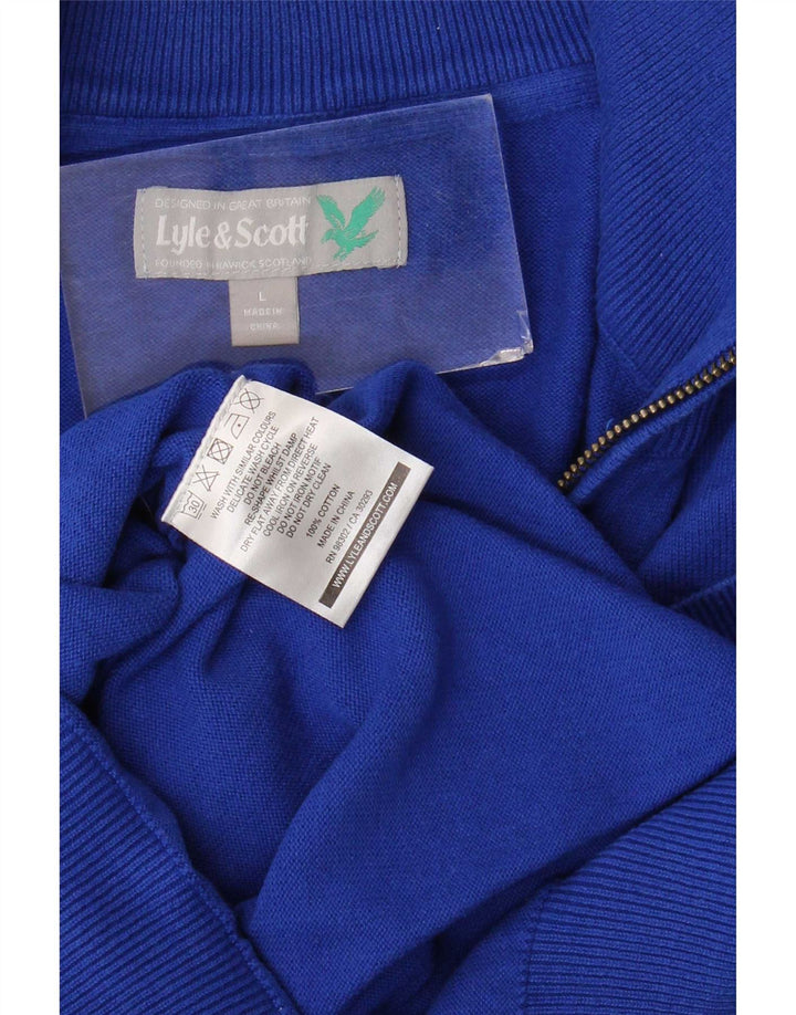 Lyle & Scott muški džemper s izrezom i velikim plavim pamukom