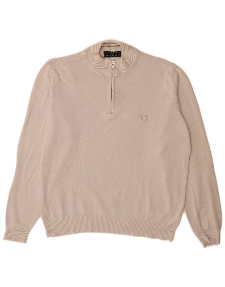 Fred Perry muški džemper s izrezom i srednjim bež pamukom